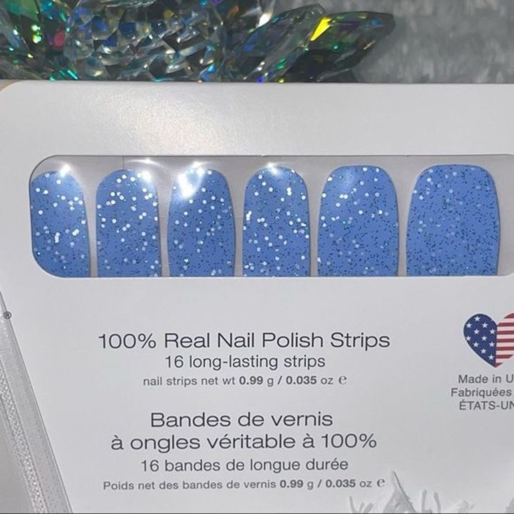 Color Street | Sky High, sheer azure shade, silver/blue glitter nail strip - Picture 3 of 6